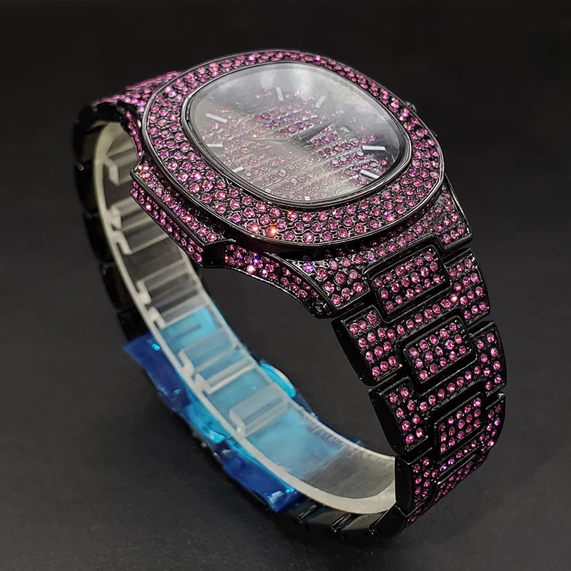 Rose Blue Glittery Watch