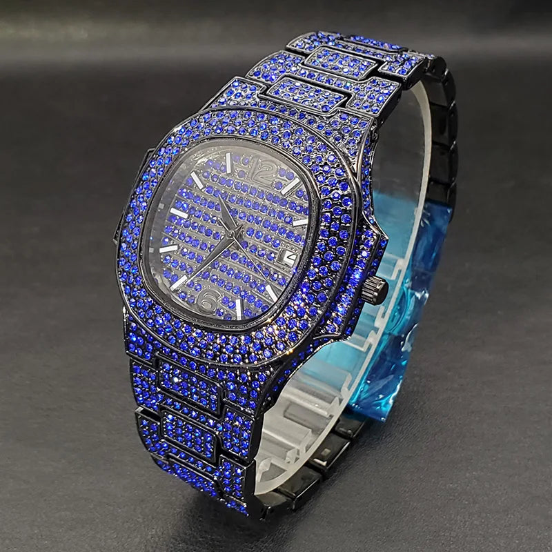 Rose Blue Glittery Watch