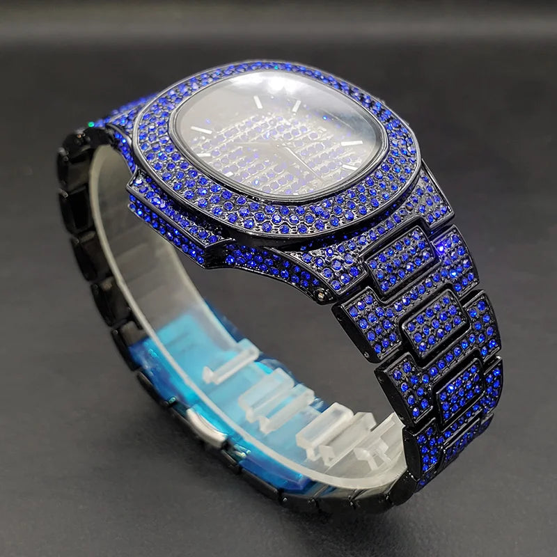 Rose Blue Glittery Watch