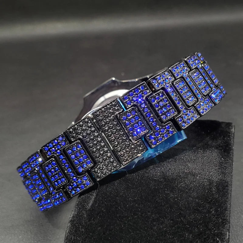 Rose Blue Glittery Watch