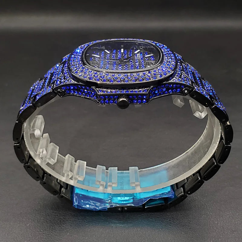 Rose Blue Glittery Watch