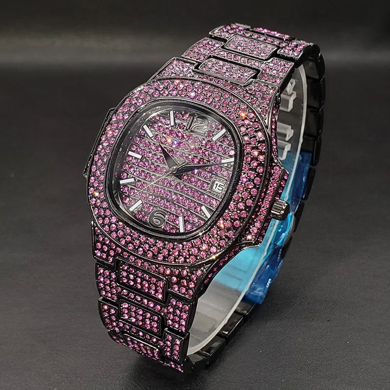 Rose Blue Glittery Watch